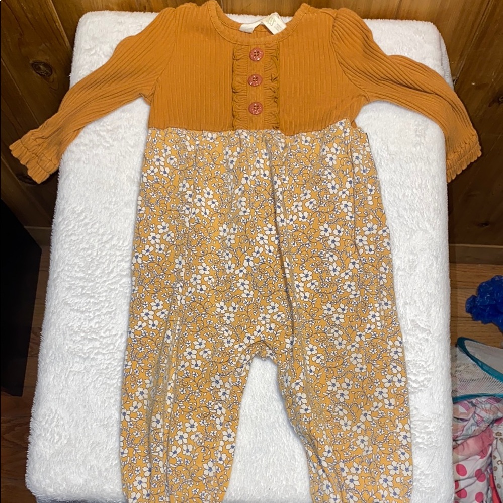 Matilda Jane Mustard and White Floral Bodysuit